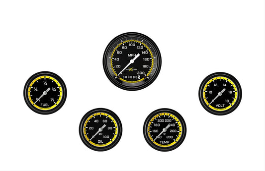 Classic Instruments AX200YBLF AutoCross Yellow Five Gauge Set 200
