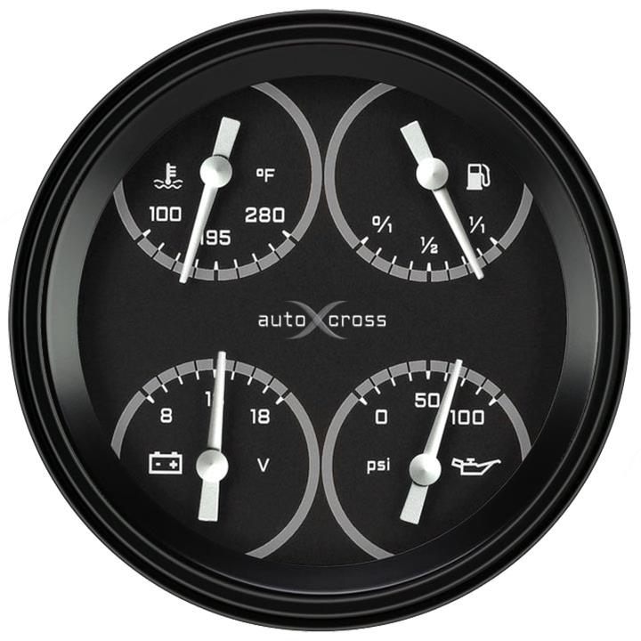 Classic Instruments AX31GBLF Autocross Grey w/ Black Bezel 4 - 5/8" Quad fuel