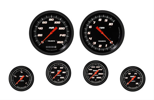 Classic Instruments VS351BBLF Velocity Black Six Gauge Set 351