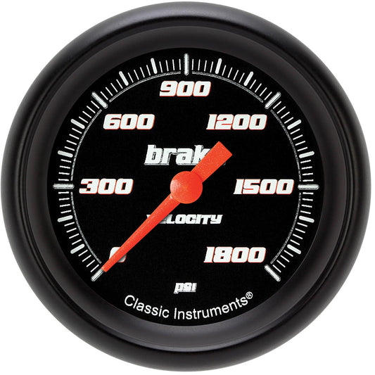 Classic Instruments VS367BBPF Velocity Black 2 5/8" Brake Pressure Gauge