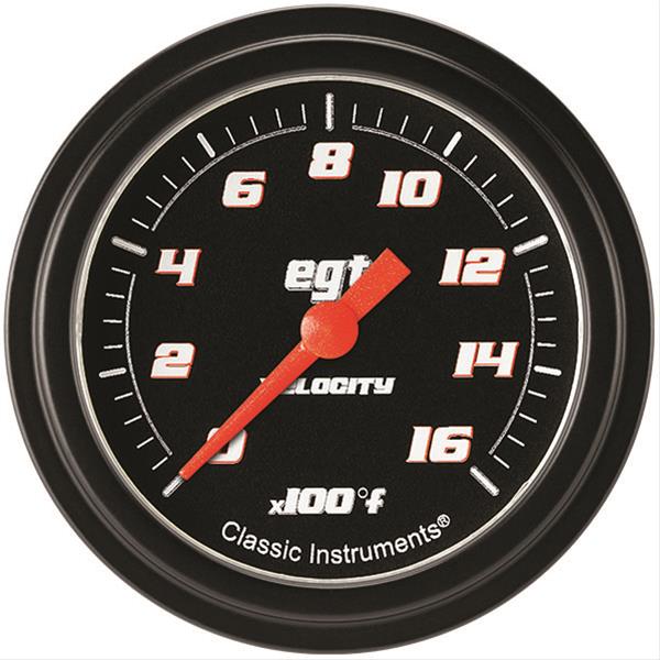 Classic Instruments VS398BBLF Velocity Black 2 5/8" Exhaust Gas Temp. Gauge