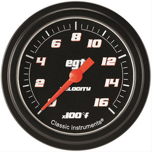 Classic Instruments VS398BBLF Velocity Black 2 5/8" Exhaust Gas Temp. Gauge