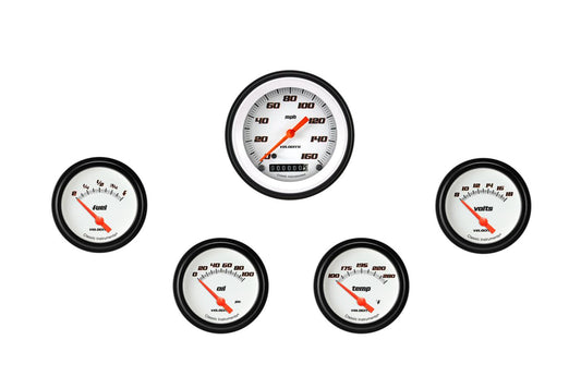 Classic Instruments VS200WBLF Velocity White Five Gauge Set 200