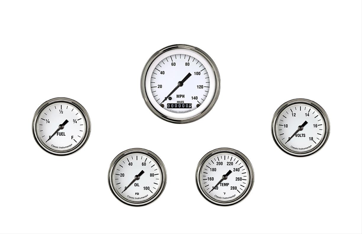 Classic Instruments WH300SLF White Hot Five Gauge Set 300