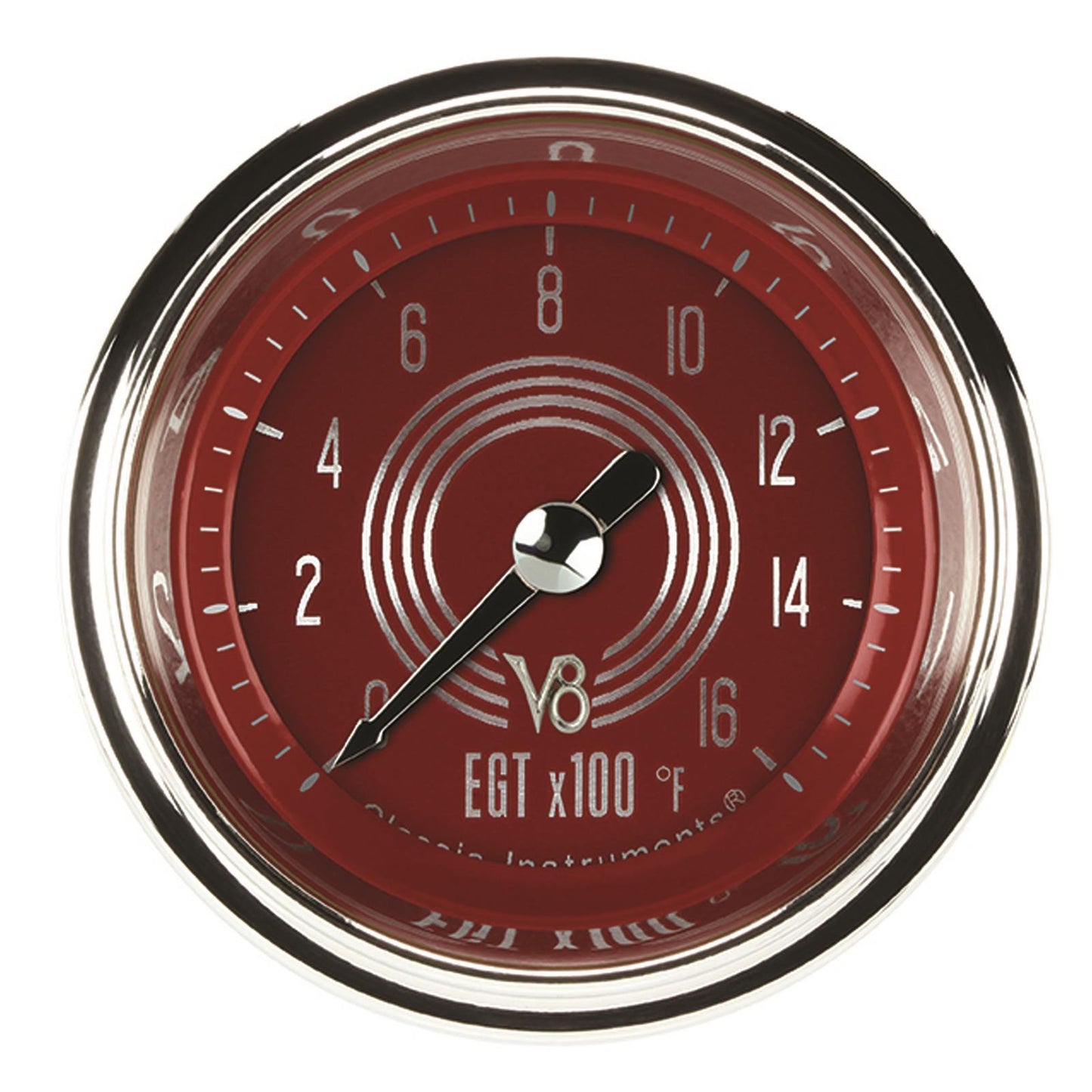 Classic Instruments V8RS198SHC V8 Red Steelie 2 1/8" Exhaust Gas Temp. Gauge