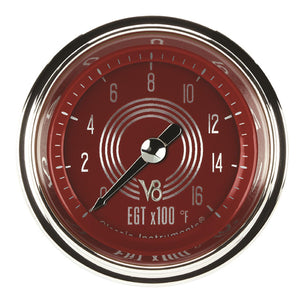 Classic Instruments V8RS198SHC V8 Red Steelie 2 1/8" Exhaust Gas Temp. Gauge