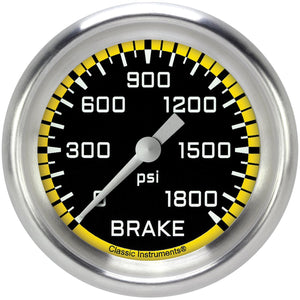 Classic Instruments AX367YAPF Autocross Yellow 2 5/8" Brake Pressure Gauge