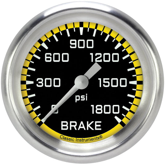 Classic Instruments AX367YAPF Autocross Yellow 2 5/8" Brake Pressure Gauge