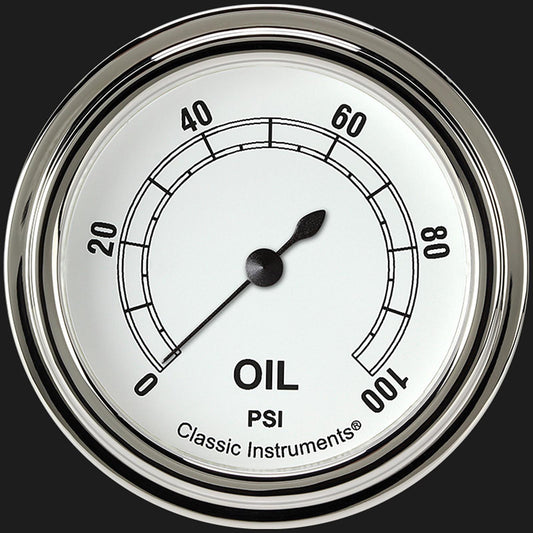 Classic Instruments CW381SLF Classic White 2 5/8" Oil Pressure Gauge