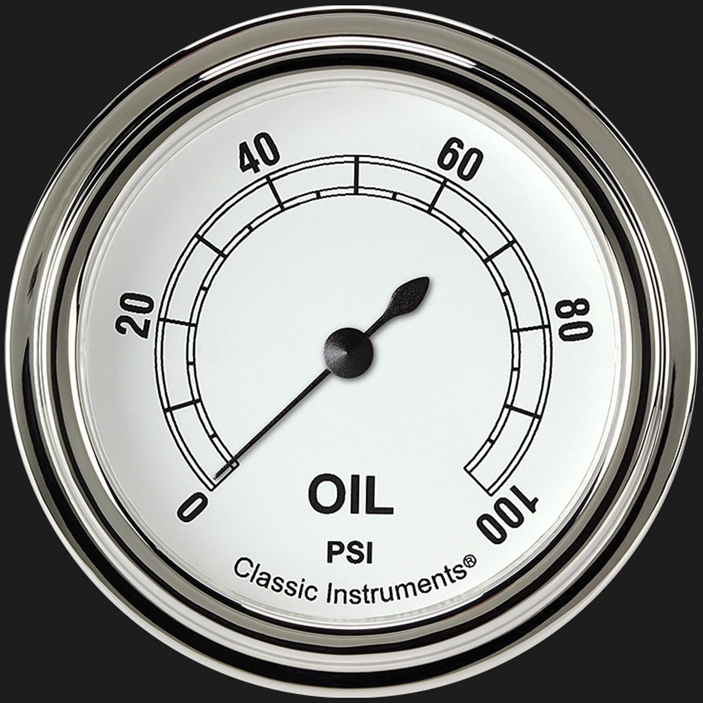 Classic Instruments CW381SLF Classic White 2 5/8" Oil Pressure Gauge