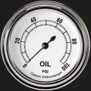 Classic Instruments CW381SLF Classic White 2 5/8" Oil Pressure Gauge