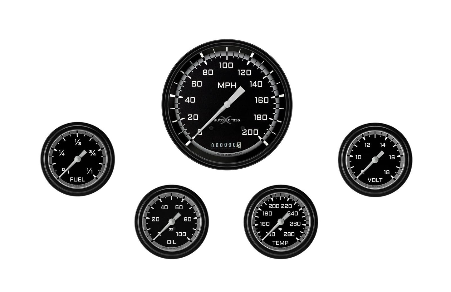 Classic Instruments AX354GBLF AutoCross Gray Five Gauge Set 354