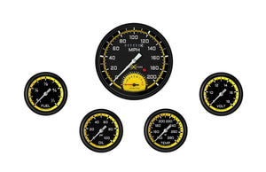 Classic Instruments AX365YBLF AutoCross Yellow Five Gauge Set 365
