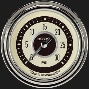 Classic Instruments NT342SLC Nostalgia VT 2 5/8" Boost Gauge, 30 psi