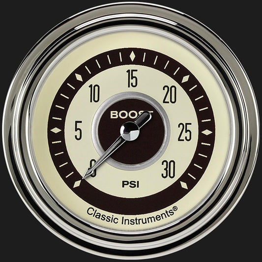 Classic Instruments NT342SLC Nostalgia VT 2 5/8" Boost Gauge, 30 psi