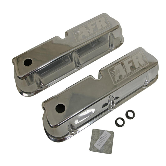 Air Flow Research AFR6714 Tall Polshd Alloy Valve Covers Pr Ford SB Inc Grommets/Baff