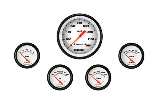 Classic Instruments VS254WBLF Velocity White Five Gauge Set 254