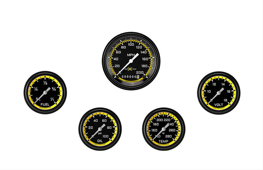 Classic Instruments AX300YBLF AutoCross Yellow Five Gauge Set 300