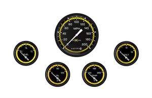 Classic Instruments AX254YBLF AutoCross Yellow Five Gauge Set 254