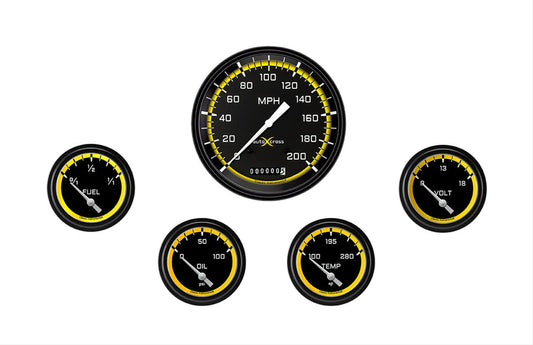 Classic Instruments AX254YBLF AutoCross Yellow Five Gauge Set 254