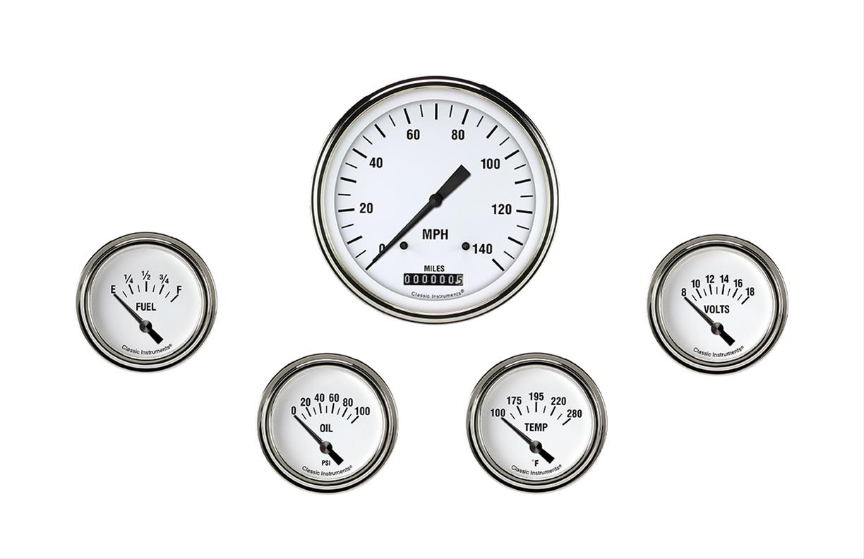 Classic Instruments WH254SLF White Hot Five Gauge Set 254