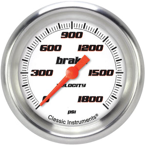Classic Instruments VS367WAPF Velocity White 2 5/8" Brake Pressure Gauge