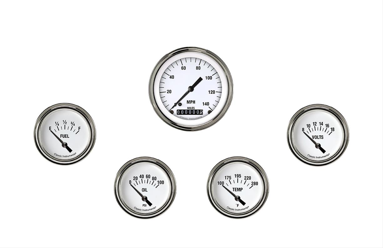 Classic Instruments WH200SLF White Hot Five Gauge Set 200