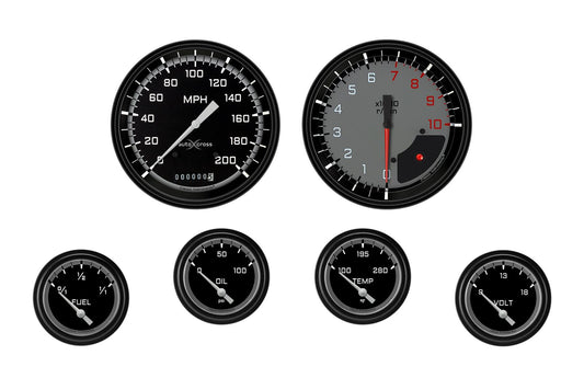 Classic Instruments AX251GBLF AutoCross Gray Six Gauge Set 251