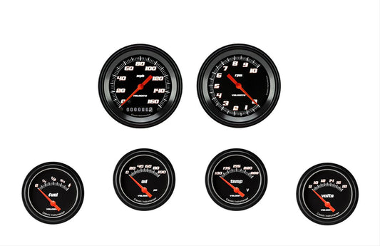Classic Instruments VS201BBLF Velocity Black Six Gauge Set 201