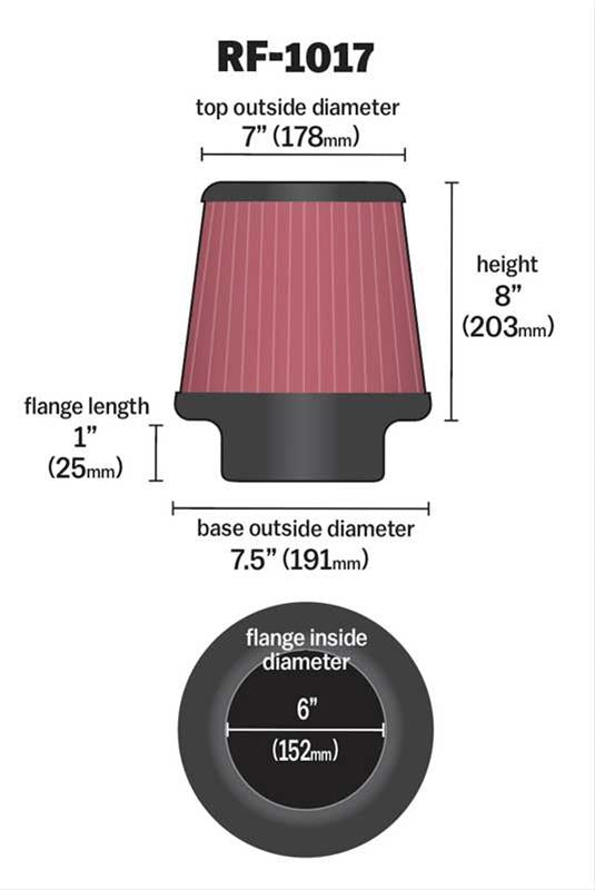 K&N Filters KNRF-1017 Universal Fit 6"Flg 7-1/2"B Air Filter"