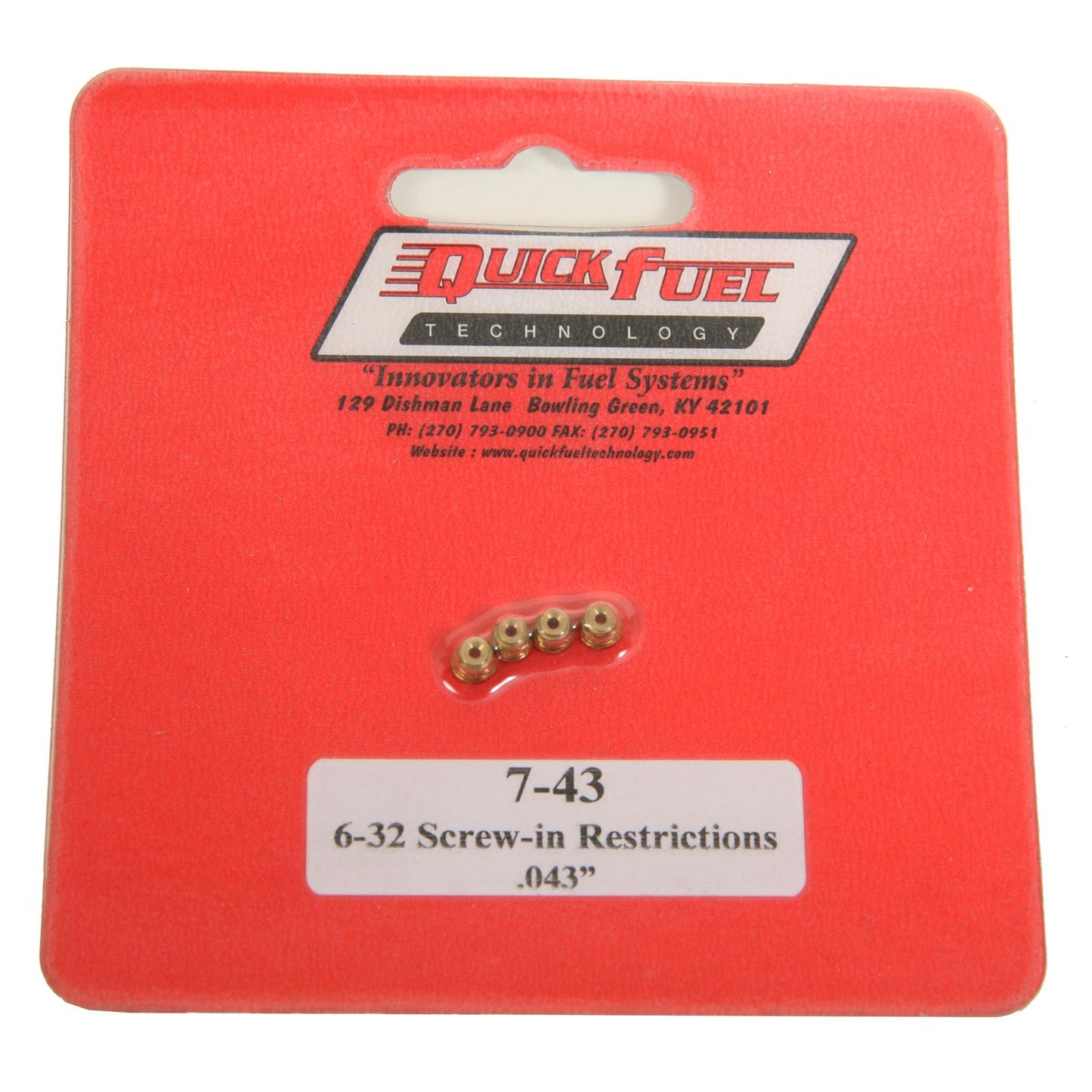 Quick Fuel QFT7-43QFT 6-32 Screw-In Restriction .043