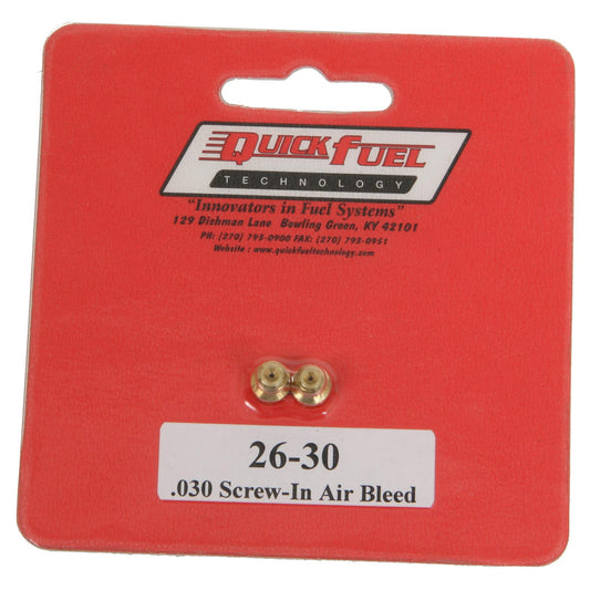 Quick Fuel QFT26-30QFT Air Bleeds 10-32 .030 Screw In 1Pr