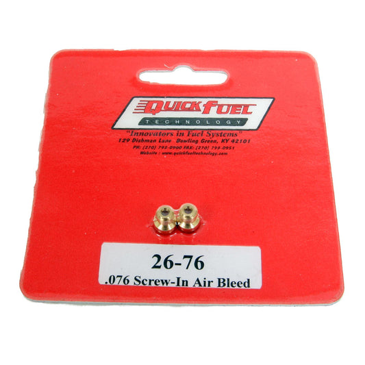 Quick Fuel QFT26-76QFT Air Bleeds 10-32 .076 Screw In 1Pr