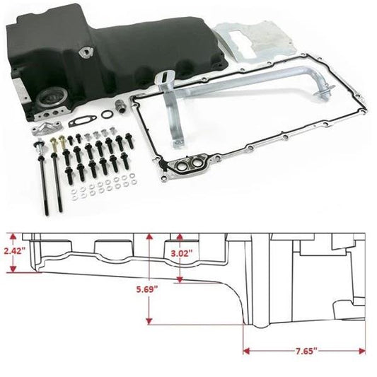 BluePrint BPP81074BK LS Oil Pan Swap Kit, Rear Sump for Muscle Car Truck Black Engine Oil Pan
