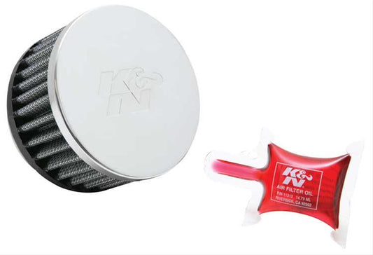 K&N Filters KNRC-1900 Universal Chrome Air Filter 2-1/4"Flg 3-1/2"Od 2"H"