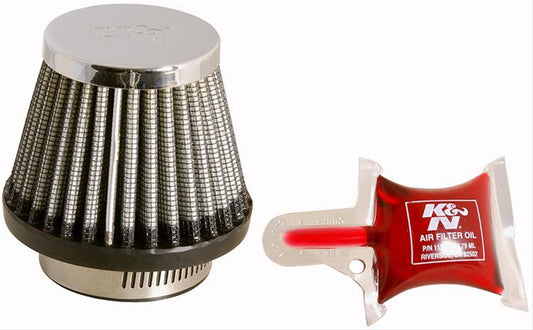 K&N Filters KNRC-2490 Universal Chrome Air Filter 1-11/16"Flg 3"B 2"T 2-3/8""L"