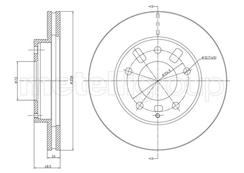 Metelli MET-DBR23-0347 Metelli Brake Rotor Ford Usa / for Mazda