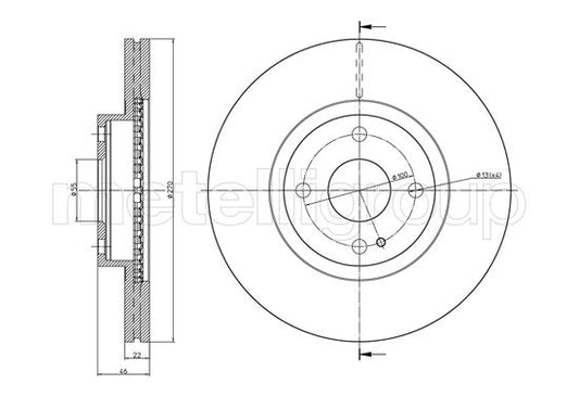 Metelli MET-DBR23-0962 Metelli Brake Rotor for Mazda