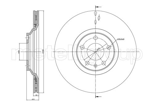 Metelli MET-DBR23-0866C Metelli Brake Rotor Audi