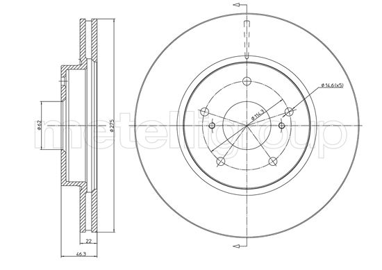 Metelli MET-DBR23-0945C Metelli Brake Rotor for Toyota