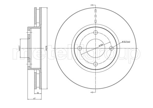Metelli MET-DBR23-0498 Metelli Brake Rotor Ford Europe