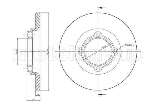 Metelli MET-DBR23-0536 Metelli Brake Rotor Kia