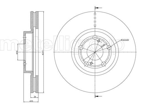 Metelli MET-DBR23-0970C Metelli Brake Rotor for Toyota