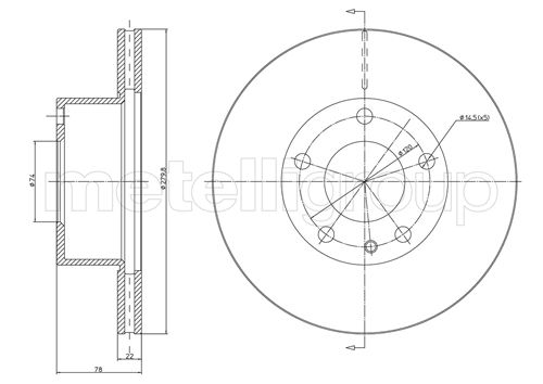 Metelli MET-DBR23-0061 Metelli Brake Rotor Audi