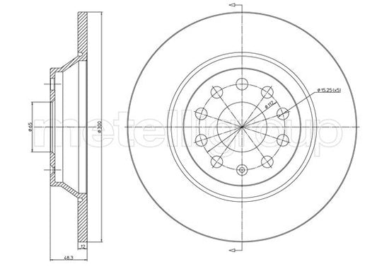 Metelli MET-DBR23-1519C Metelli Brake Rotor Audi / VW