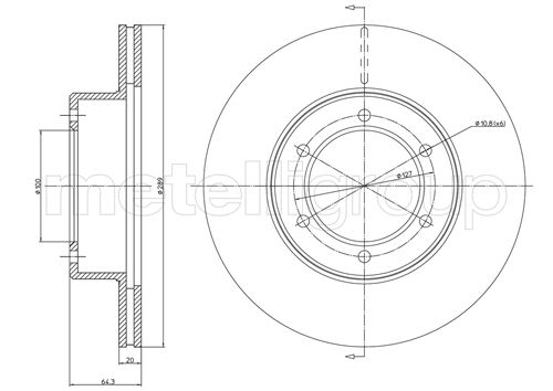 Metelli MET-DBR23-0642 Metelli Brake Rotor for Toyota Lcv