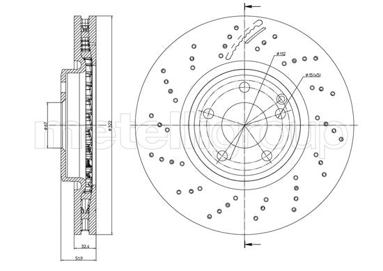 Metelli MET-DBR23-1279FC Metelli Brake Rotor Mercedes Benz