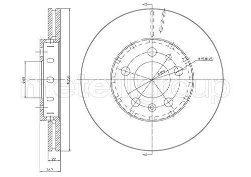 Metelli MET-DBR23-0390C Metelli Brake Rotor Audi / Seat / Skoda / VW