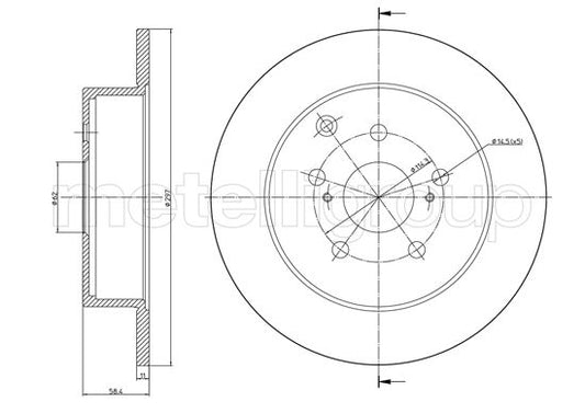 Metelli MET-DBR23-1316C Metelli Brake Rotor for Toyota