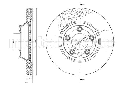 Metelli MET-DBR23-0882C Metelli Brake Rotor Audi / Porsche / VW